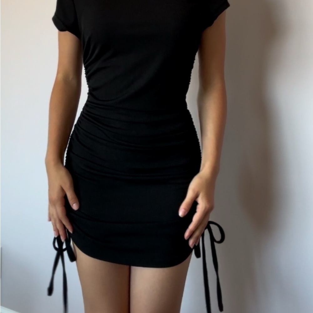 Elegant Black Ruched Dress
